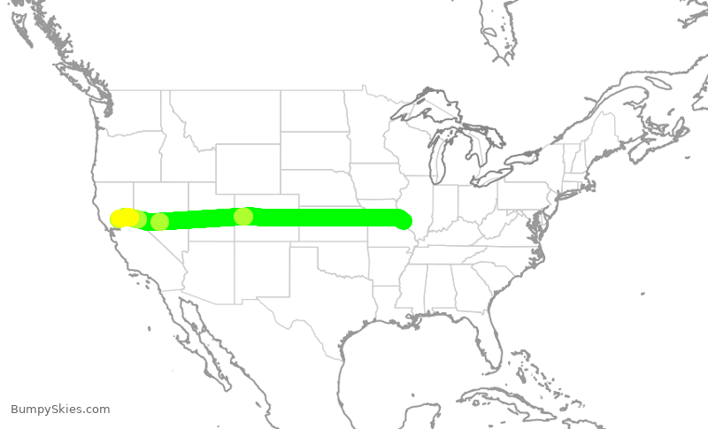 Turbulence forecast map for SWA4362, STL to SMF