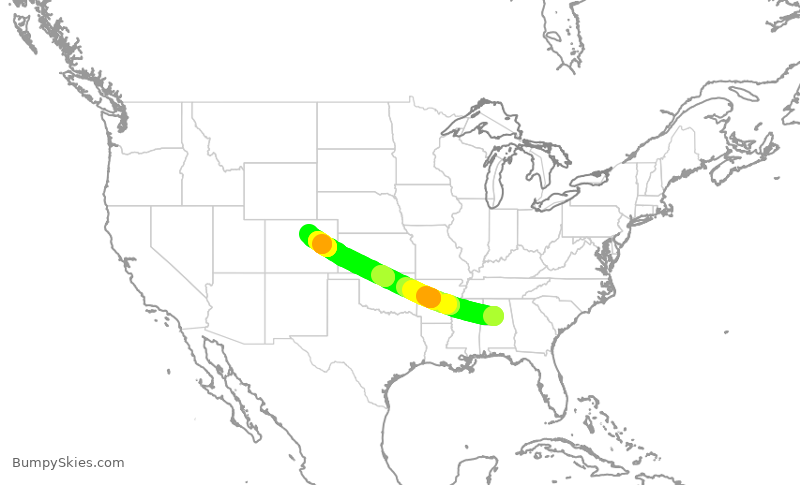 Turbulence forecast map for SWA436, BHM to DEN