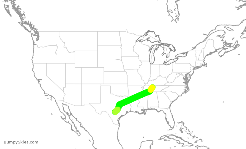 Turbulence forecast map for SWA4371, BNA to SAT