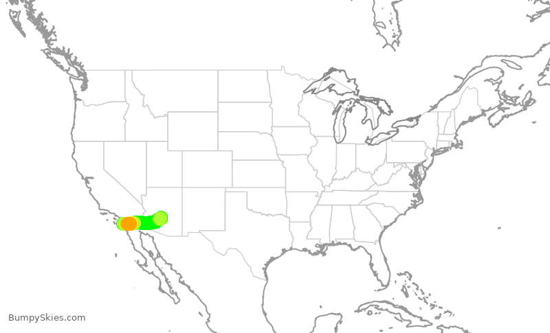 Turbulence forecast map for SWA4373, PHX to SAN