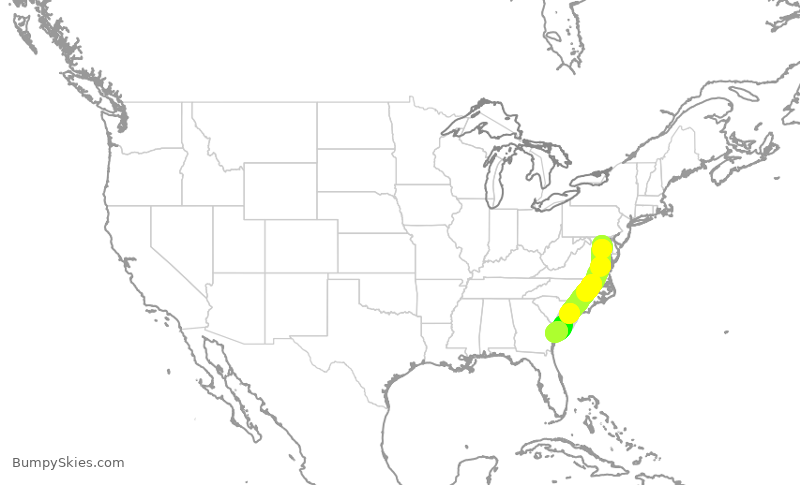 Turbulence forecast map for SWA4375, BWI to SAV