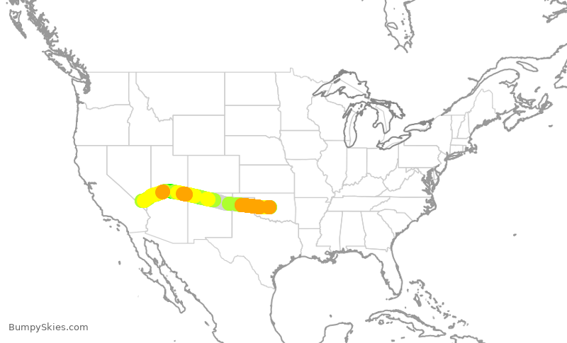 Turbulence forecast map for SWA4377, OKC to LAS