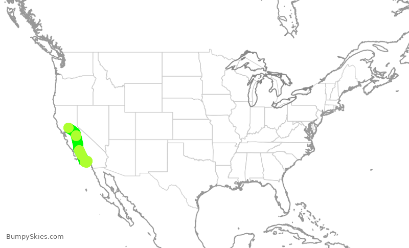 Turbulence forecast map for SWA4378, SMF to SNA