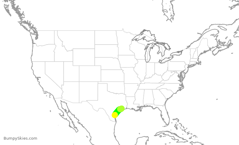 Turbulence forecast map for SWA4379, CRP to HOU