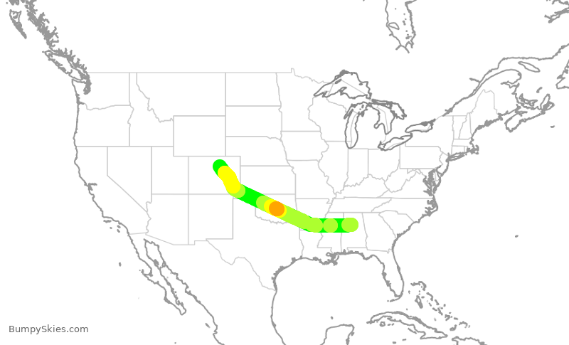 Turbulence forecast map for SWA437, BHM to DEN