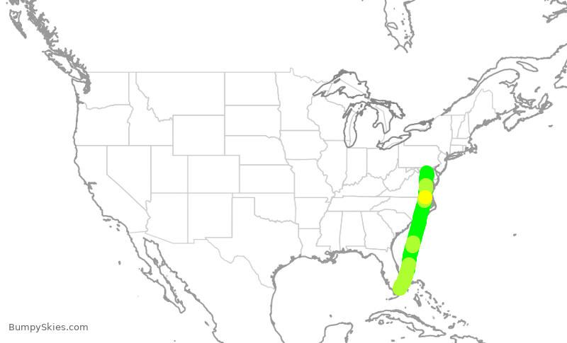 Turbulence forecast map for SWA437, BWI to MIA