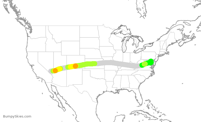Turbulence forecast map for SWA437, LAS to BWI
