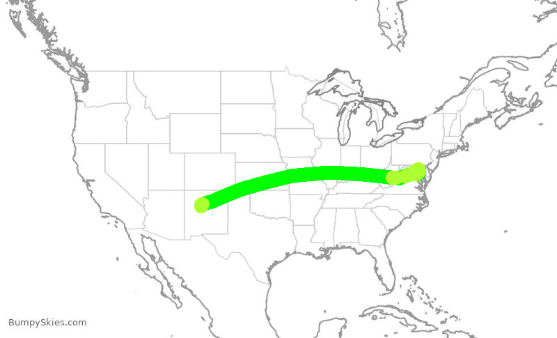 Turbulence forecast map for SWA4381, ABQ to BWI