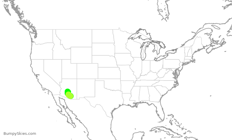 Turbulence forecast map for SWA4381, PHX to TUS