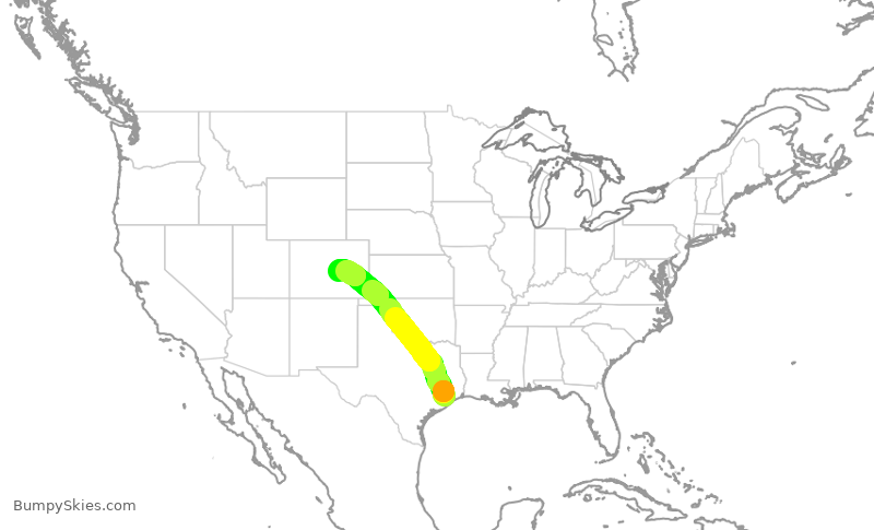 Turbulence forecast map for SWA4385, HOU to COS