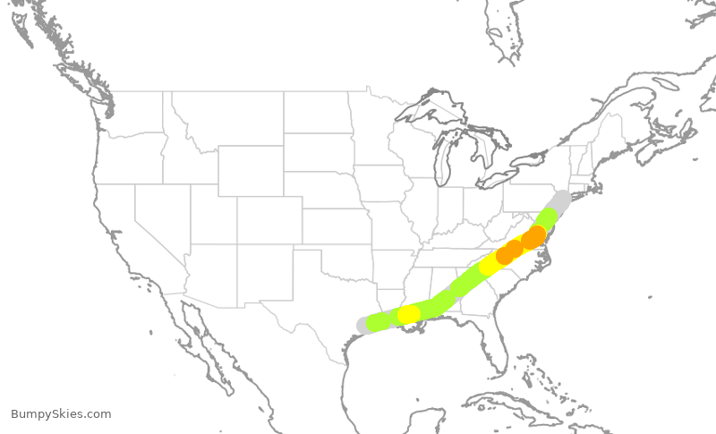 Turbulence forecast map for SWA4392, HOU to LGA