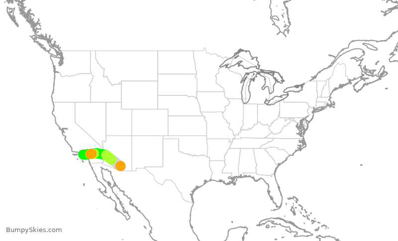 Turbulence forecast map for SWA4392, TUS to LAX