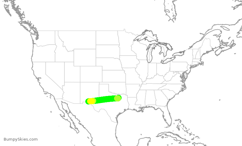 Turbulence forecast map for SWA4396, DAL to ELP