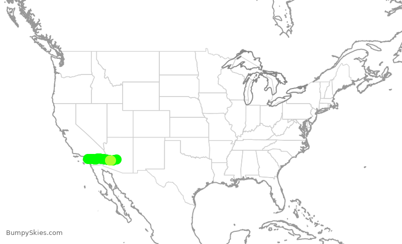 Turbulence forecast map for SWA4396, SNA to PHX