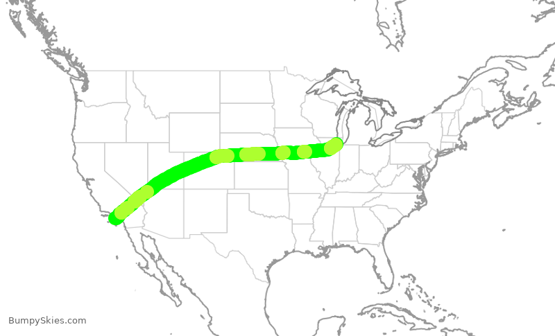 Turbulence forecast map for SWA4398, LAX to MDW