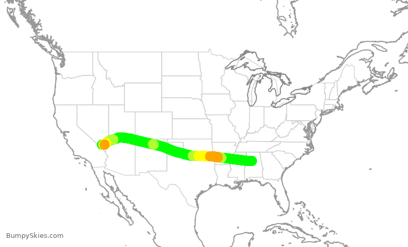 Turbulence forecast map for SWA439, BHM to LAS
