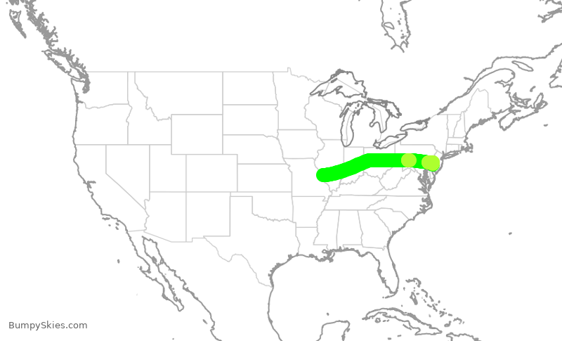 Turbulence forecast map for SWA4401, STL to PHL