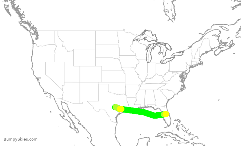 Turbulence forecast map for SWA4402, MCO to AUS