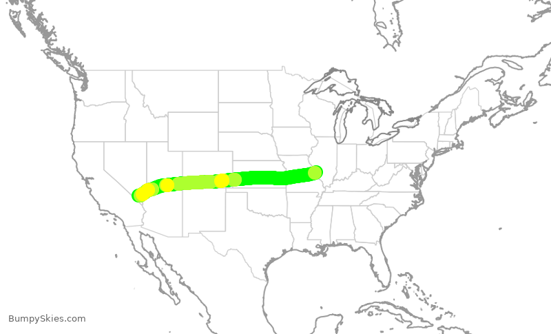 Turbulence forecast map for SWA4407, STL to LAS