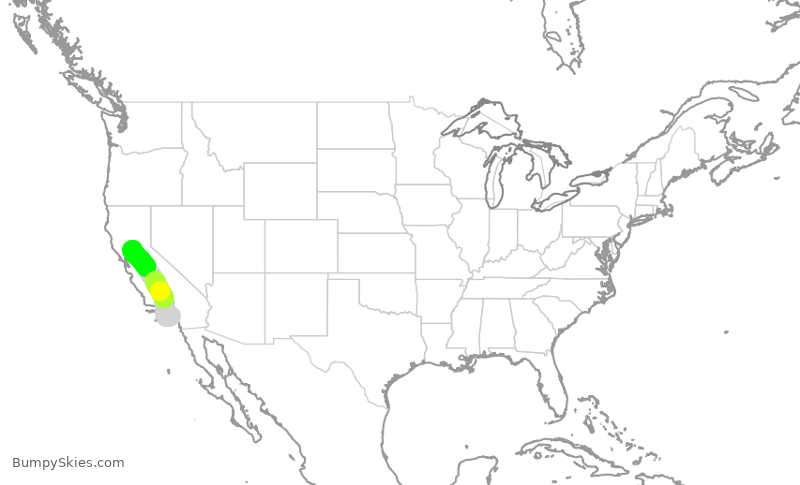 Turbulence forecast map for SWA4408, SNA to SMF