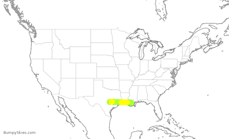 Turbulence forecast map for SWA4424, AUS to MSY