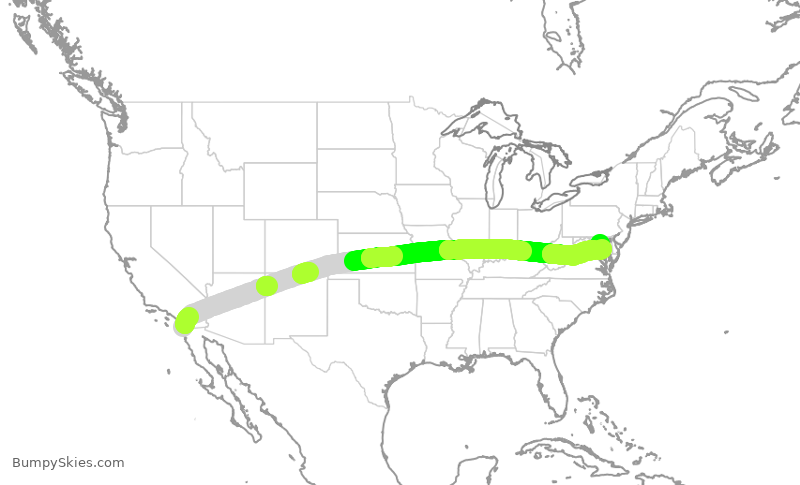 Turbulence forecast map for SWA4424, SAN to BWI