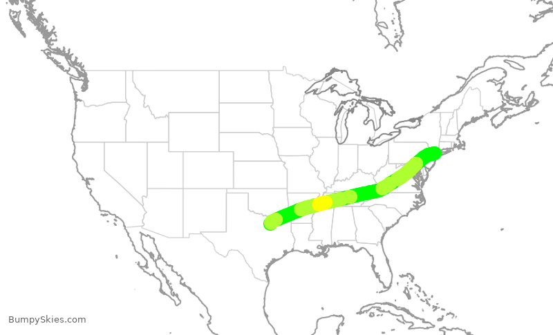 Turbulence forecast map for SWA4425, LGA to DAL