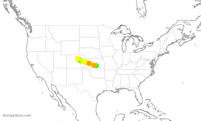 Turbulence forecast map for SWA4426, ICT to DEN