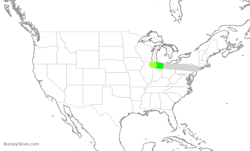 Turbulence forecast map for SWA4430, LGA to MDW