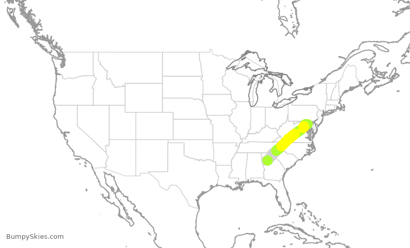 Turbulence forecast map for SWA4433, BWI to ATL