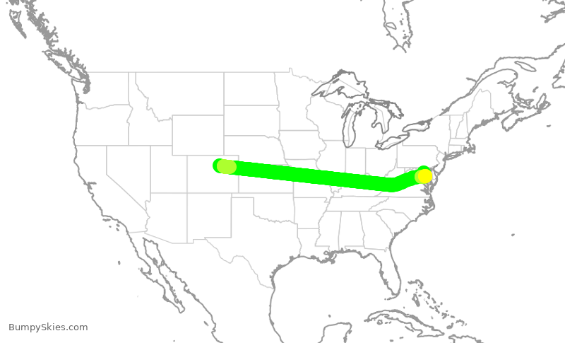 Turbulence forecast map for SWA4434, DEN to BWI