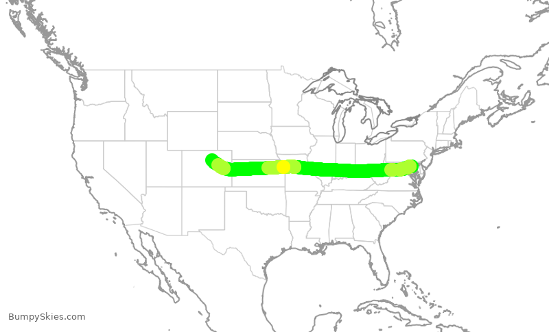 Turbulence forecast map for SWA4436, BWI to DEN