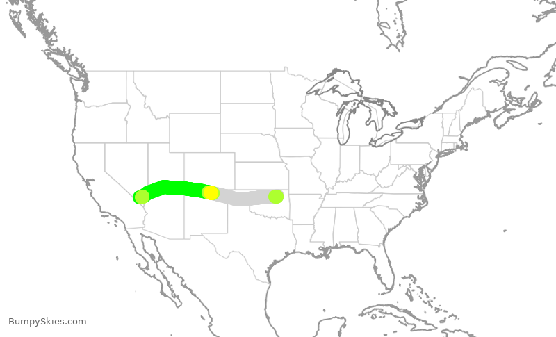 Turbulence forecast map for SWA4438, TUL to LAS