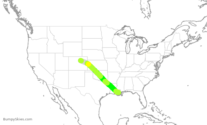 Turbulence forecast map for SWA443, DEN to MSY