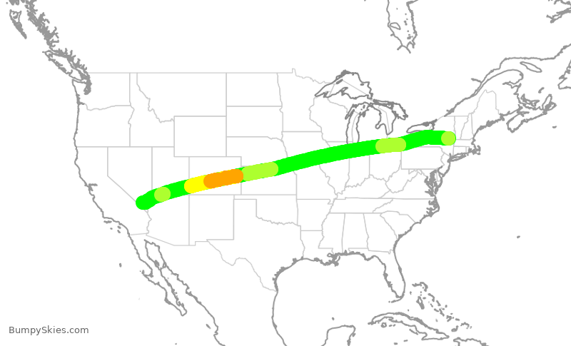 Turbulence forecast map for SWA4443, ALB to LAS