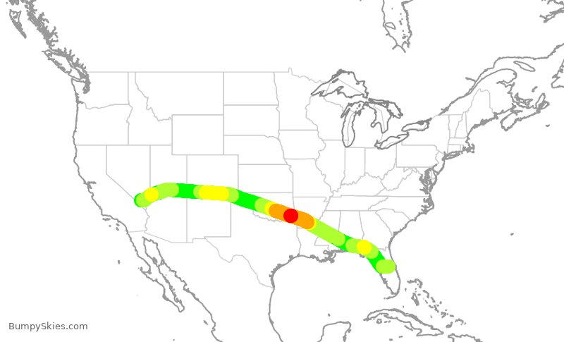 Turbulence forecast map for SWA4445, MCO to LAS