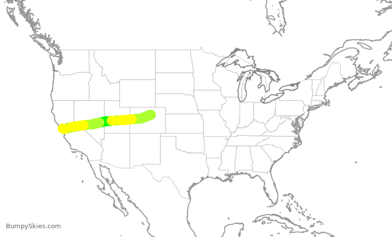 Turbulence forecast map for SWA4455, DEN to OAK