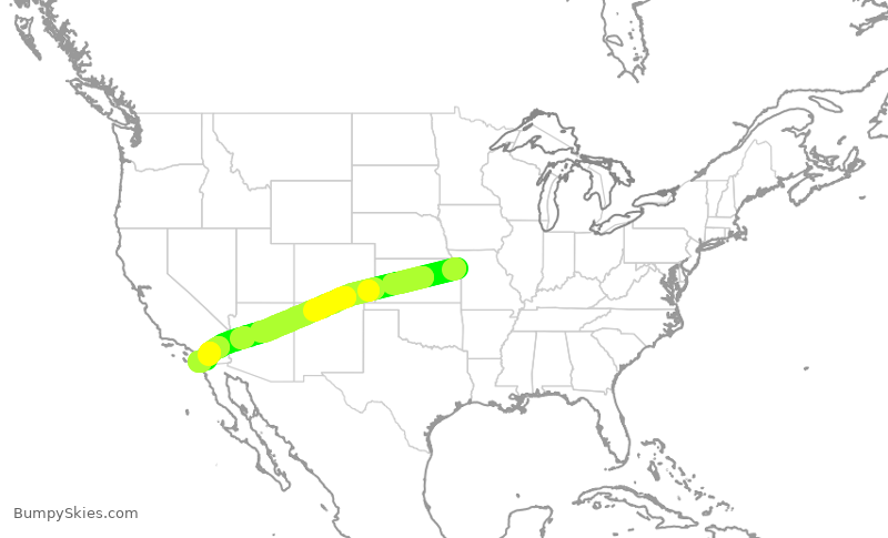 Turbulence forecast map for SWA4457, MCI to SAN