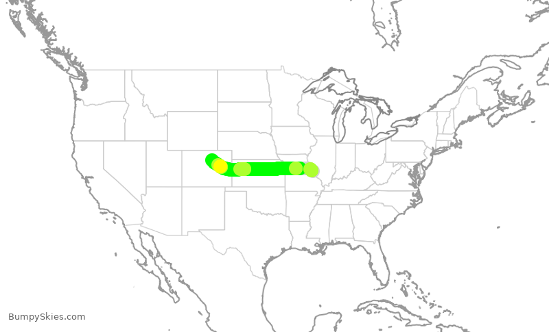 Turbulence forecast map for SWA4460, STL to DEN