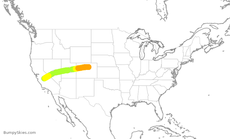 Turbulence forecast map for SWA4461, DEN to FAT
