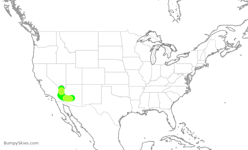 Turbulence forecast map for SWA4461, LAS to PHX