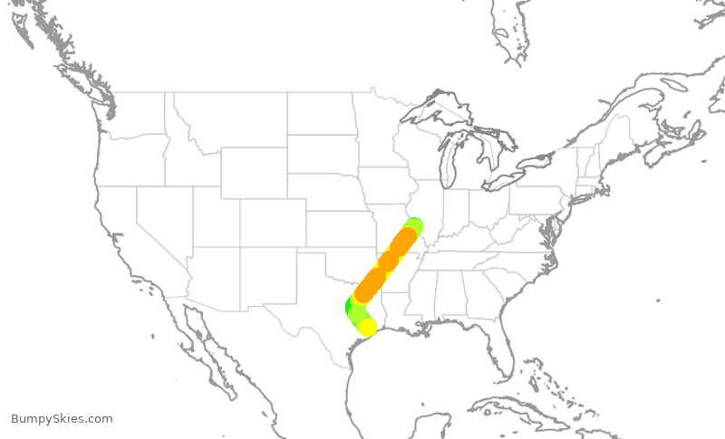 Turbulence forecast map for SWA4468, STL to HOU