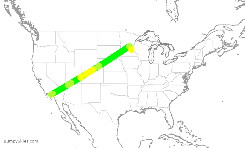 Turbulence forecast map for SWA446, LAX to MSP