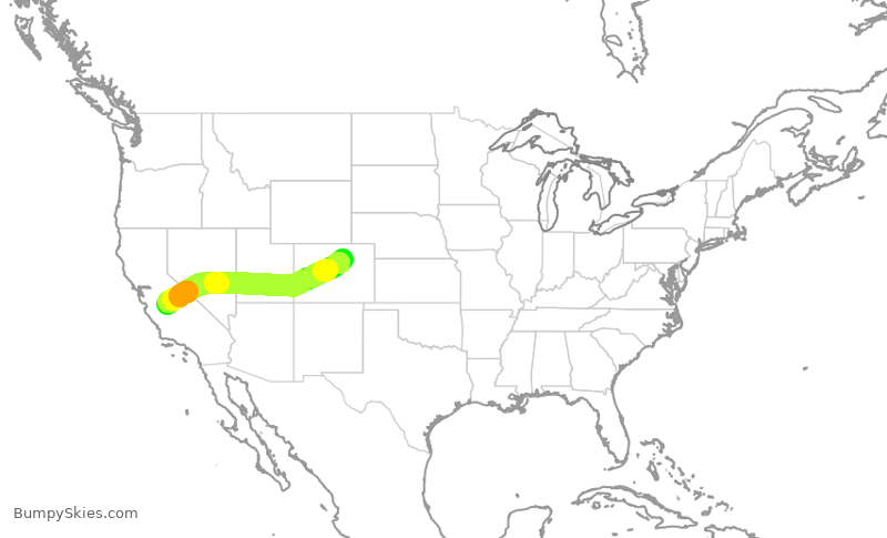 Turbulence forecast map for SWA4476, FAT to DEN