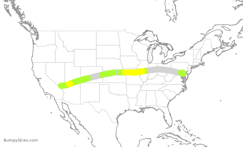 Turbulence forecast map for SWA4479, LAS to BWI