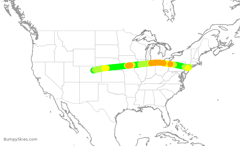 Turbulence forecast map for SWA4480, DEN to LGA