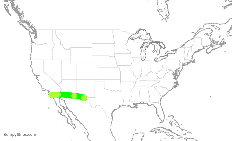 Turbulence forecast map for SWA4481, SAN to ELP