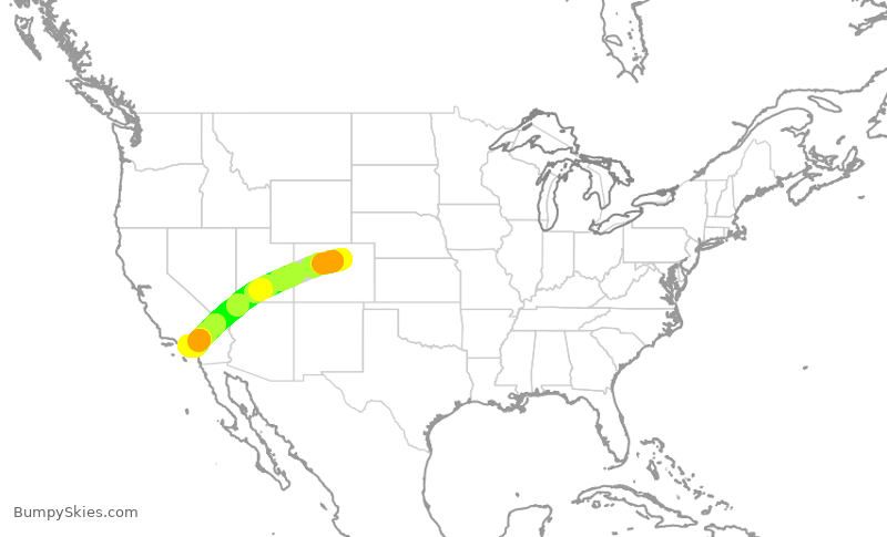 Turbulence forecast map for SWA4483, DEN to LGB
