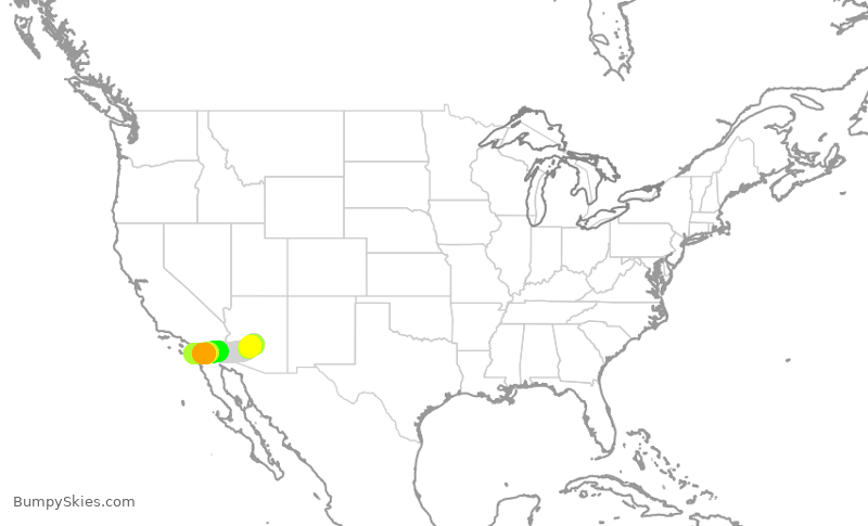 Turbulence forecast map for SWA4485, PHX to SAN