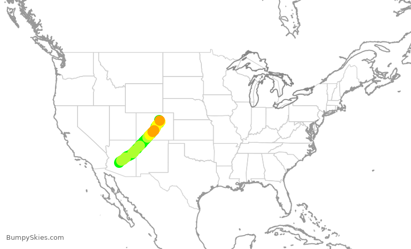 Turbulence forecast map for SWA4486, DEN to PHX